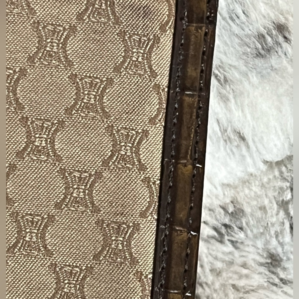 Celine Beige Macadam Canvas W/ Croc Embossed Leat… - image 6